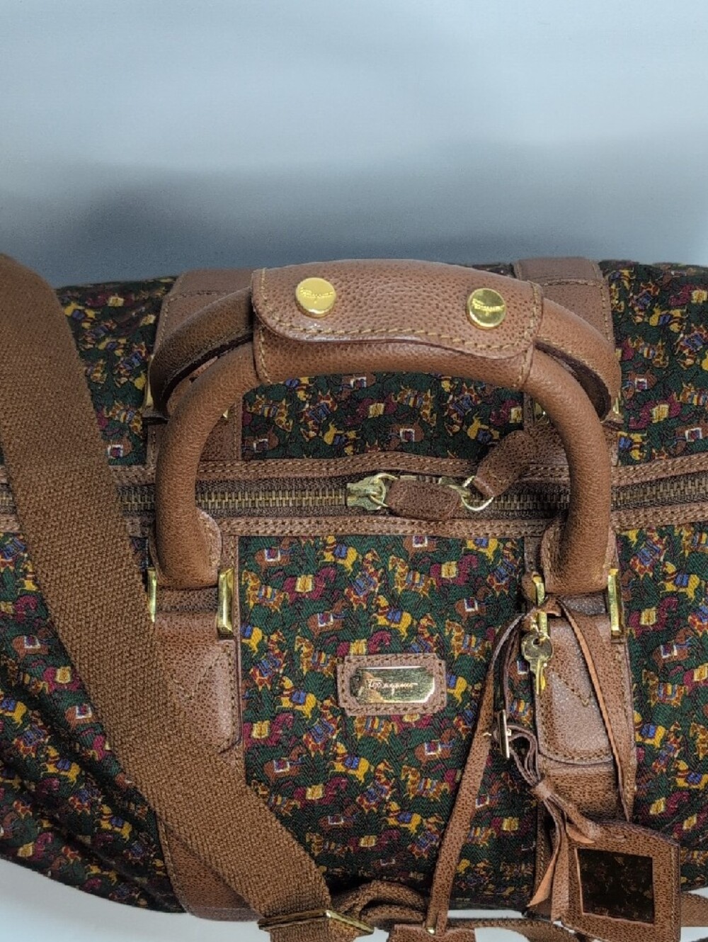 Salvatore Ferragamo Vintage Horse-print Boston Duffel Travel Bag - Picture 3 of 16